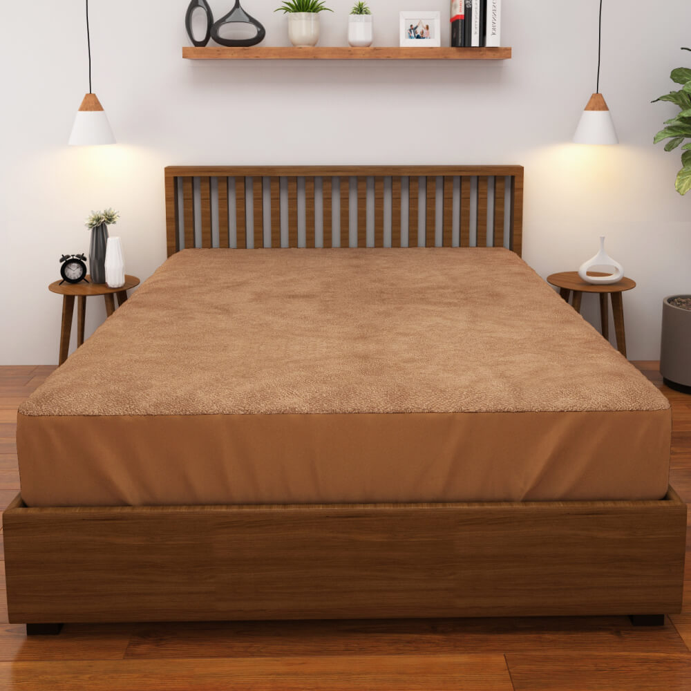 buy beige waterproof mattress protector online – side view